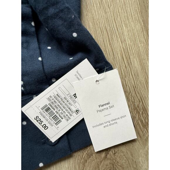 Auden Navy Blue polka dot pajama set, size Medium, with sleep mask, NWT, Womens - Picture 5 of 5